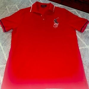Mens Ralph Lauren red size medium classic fit polo collar shirt
